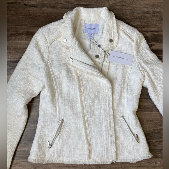 NWT Carolina Belle Cream Blazer Size M 100% Cotton - Picture 4 of 10